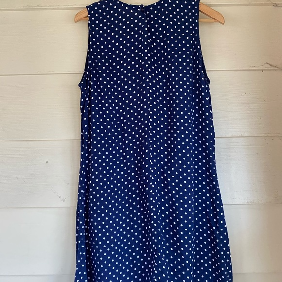 Vintage 80s navy white polka dot shift dress - Picture 4 of 6